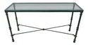 61121EC: Iron Base Green Finish Glass Top Console 