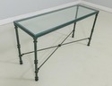 61121EC: Iron Base Green Finish Glass Top Console 