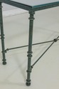 61121EC: Iron Base Green Finish Glass Top Console 