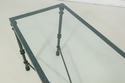 61121EC: Iron Base Green Finish Glass Top Console 