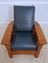 74673: STICKLEY Mission Oak Leather Chair & Ottoma