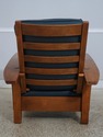 74673: STICKLEY Mission Oak Leather Chair & Ottoma