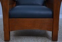 74673: STICKLEY Mission Oak Leather Chair & Ottoma