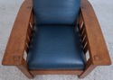 74673: STICKLEY Mission Oak Leather Chair & Ottoma