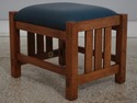 74673: STICKLEY Mission Oak Leather Chair & Ottoma