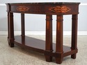 L74828: HENREDON Inlaid Mahogany Marble Top Consol