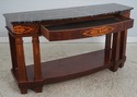 L74828: HENREDON Inlaid Mahogany Marble Top Consol