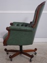 74171: Carved Mahogany Frame Green Leather Office 