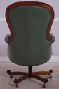 74171: Carved Mahogany Frame Green Leather Office 