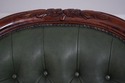 74171: Carved Mahogany Frame Green Leather Office 
