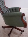 74171: Carved Mahogany Frame Green Leather Office 