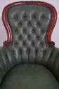 74171: Carved Mahogany Frame Green Leather Office 