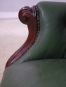74171: Carved Mahogany Frame Green Leather Office 