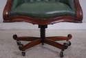 74171: Carved Mahogany Frame Green Leather Office 