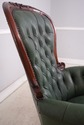 74171: Carved Mahogany Frame Green Leather Office 