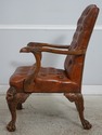 74072: Georgian Tufted Leather Carved Arm Chair
