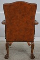 74072: Georgian Tufted Leather Carved Arm Chair