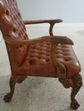 74072: Georgian Tufted Leather Carved Arm Chair