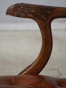 74072: Georgian Tufted Leather Carved Arm Chair