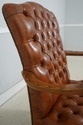 74072: Georgian Tufted Leather Carved Arm Chair