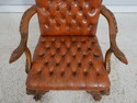 74072: Georgian Tufted Leather Carved Arm Chair