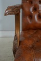 74072: Georgian Tufted Leather Carved Arm Chair