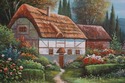 F74773: B. TRAPP Vintage Meadow & Cottage Framed O