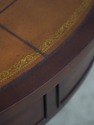 L74162: ETHAN ALLEN Round Leather Top Mahogany Dru
