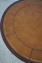 L74162: ETHAN ALLEN Round Leather Top Mahogany Dru