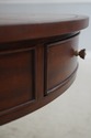 L74162: ETHAN ALLEN Round Leather Top Mahogany Dru