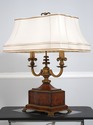 L74291: THEODORE ALEXANDER Burl Walnut & Brass Des
