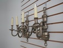 F74207: Pair of Pewter Colonial Style Lighted Wall