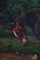 F74371: Horse Girl & Dog Hand Painted Oil On Canva