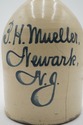 F74241: P.H. MUELLER Blue Stoneware Crock Jug