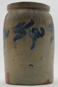 LF74249: Antique Blue Stoneware Crock Urn Salt Gla