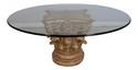 69656: Round Glass Top Column Base Dining Room Tab