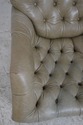 74398: Green Tufted Leather Lounge Chair w. Ottoma