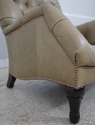 74398: Green Tufted Leather Lounge Chair w. Ottoma