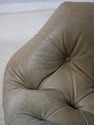 74398: Green Tufted Leather Lounge Chair w. Ottoma
