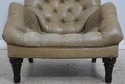 74398: Green Tufted Leather Lounge Chair w. Ottoma