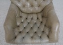 74398: Green Tufted Leather Lounge Chair w. Ottoma