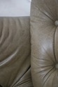 74398: Green Tufted Leather Lounge Chair w. Ottoma