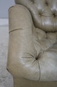 74398: Green Tufted Leather Lounge Chair w. Ottoma