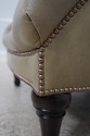 74398: Green Tufted Leather Lounge Chair w. Ottoma