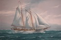 F74420: H.LUHRS Artist Signed Schooner Oil Paintin