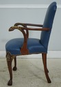 74460: Eagle Carved Arm Blue Leather Armchair