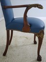 74460: Eagle Carved Arm Blue Leather Armchair