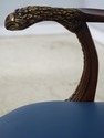 74460: Eagle Carved Arm Blue Leather Armchair