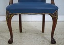 74460: Eagle Carved Arm Blue Leather Armchair