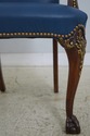 74460: Eagle Carved Arm Blue Leather Armchair